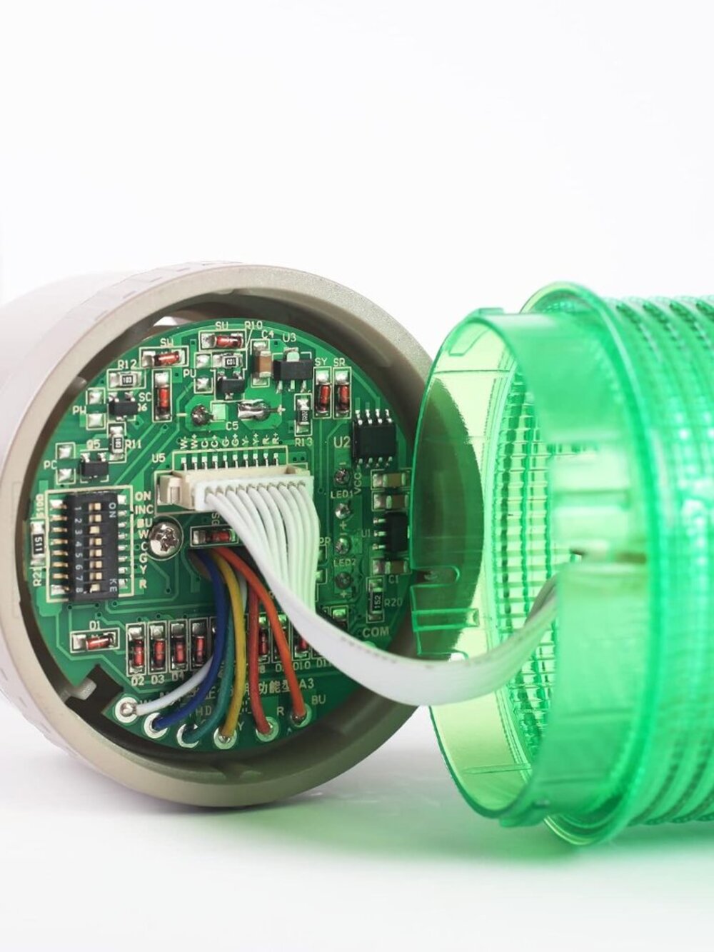 2-Stack LED Andon Tower Light with Buzzer | Industrial Warning Signal, Red/Green - Picture 9 of 12